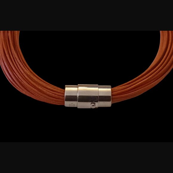 Emma Skye DSMK Stainless Steel Multi Cord Orange Red Size 7.25" Bracelet - Picture 9 of 10